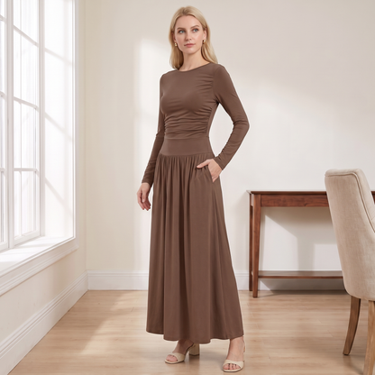 Long Sleeve Maxi Dress with Pockets