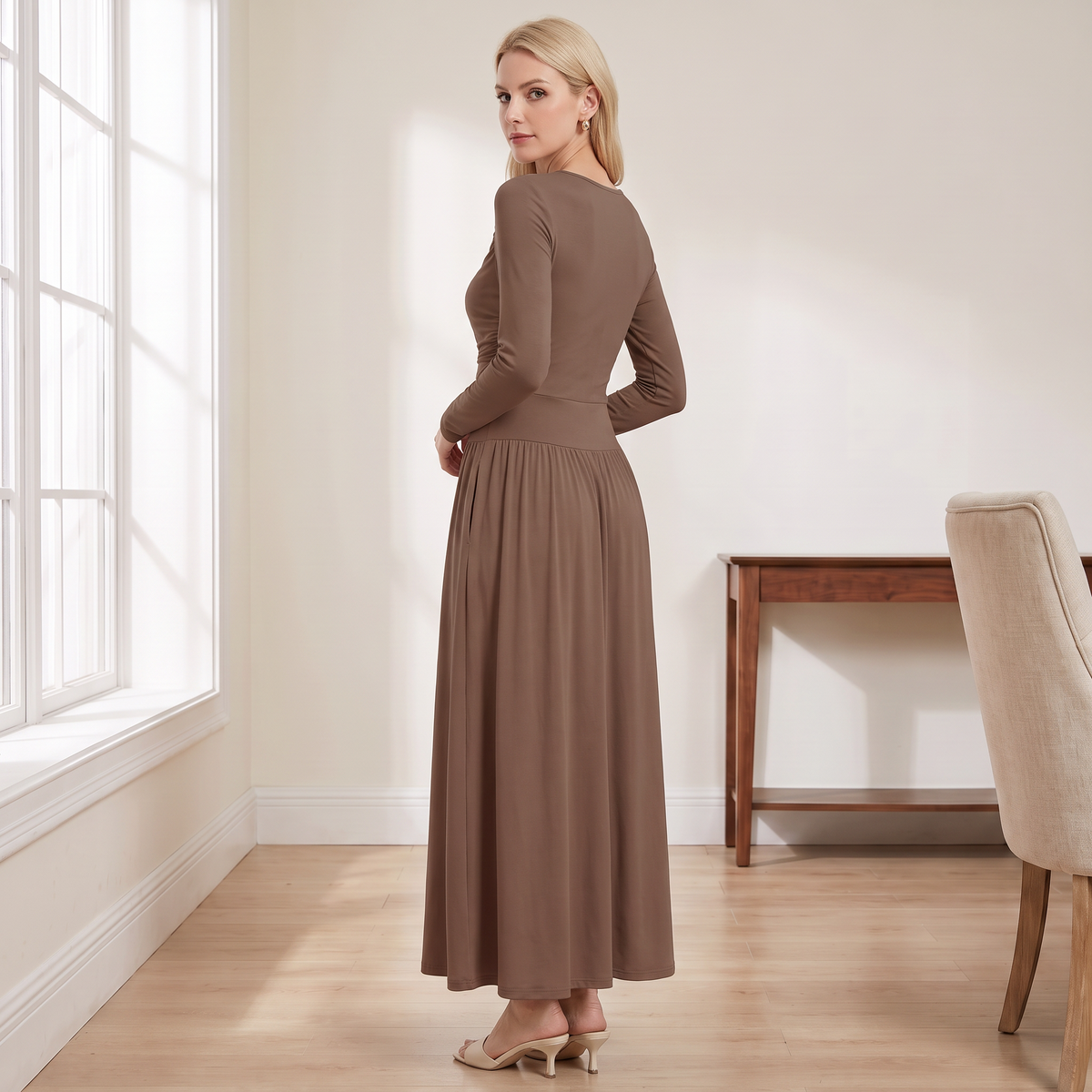 Long Sleeve Maxi Dress with Pockets