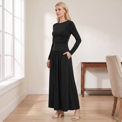 Long Sleeve Maxi Dress with Pockets