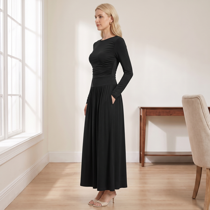 Long Sleeve Maxi Dress with Pockets