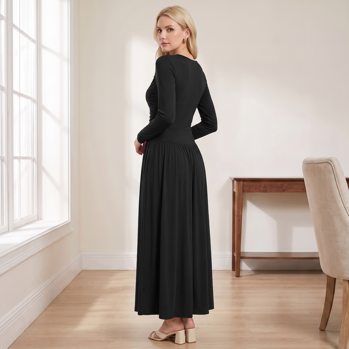 Long Sleeve Maxi Dress with Pockets