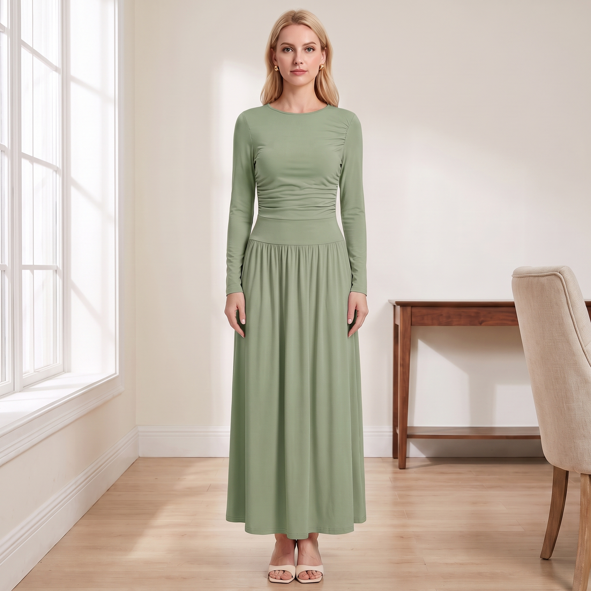 Long Sleeve Maxi Dress with Pockets