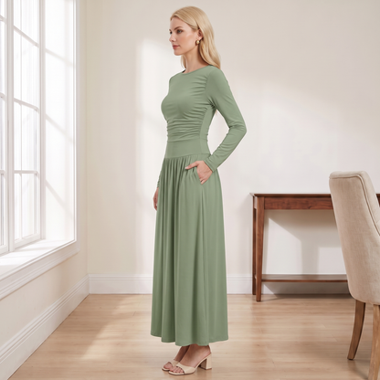 Long Sleeve Maxi Dress with Pockets