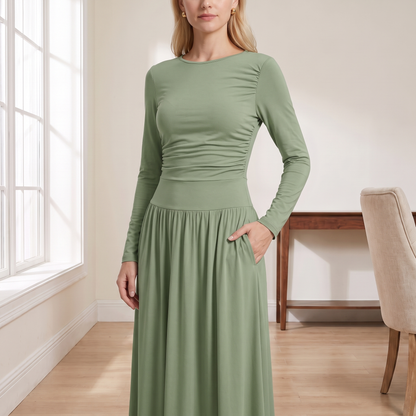 Long Sleeve Maxi Dress with Pockets