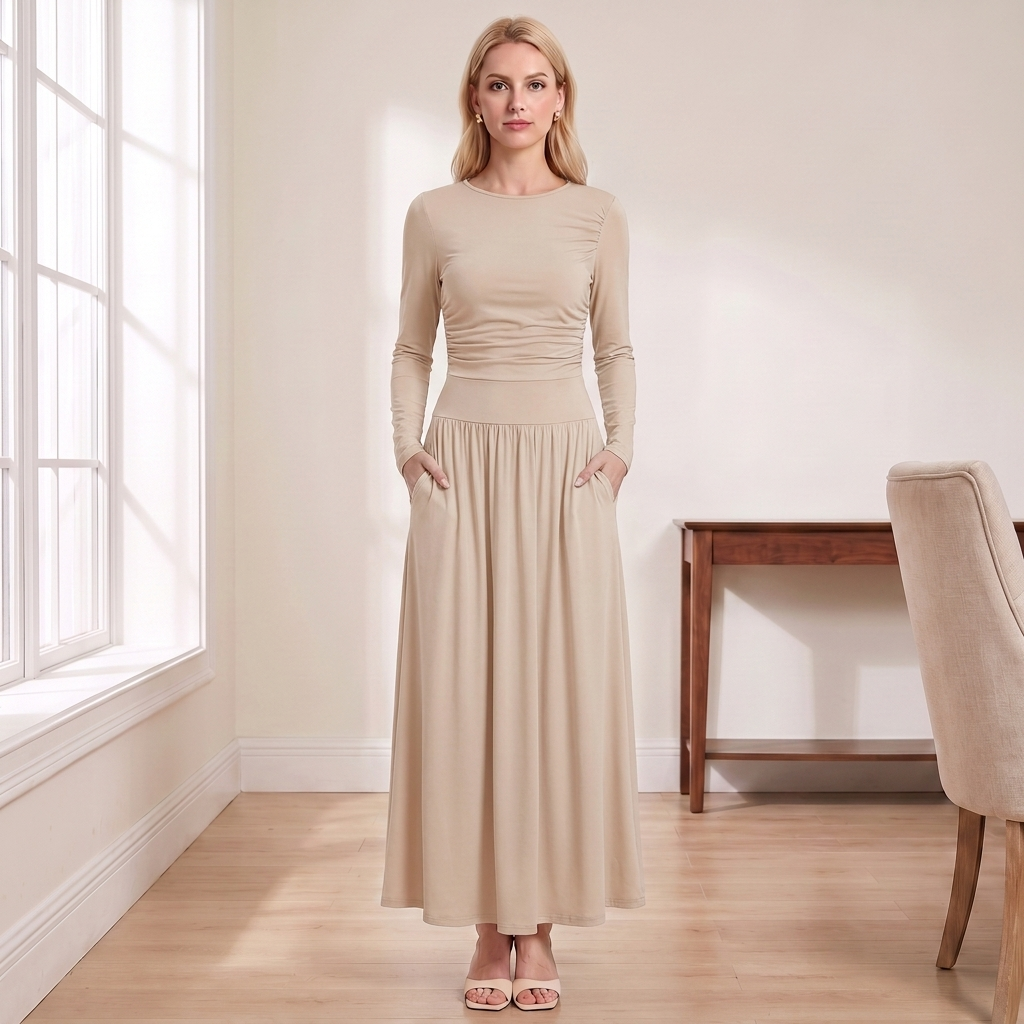 Long Sleeve Maxi Dress with Pockets