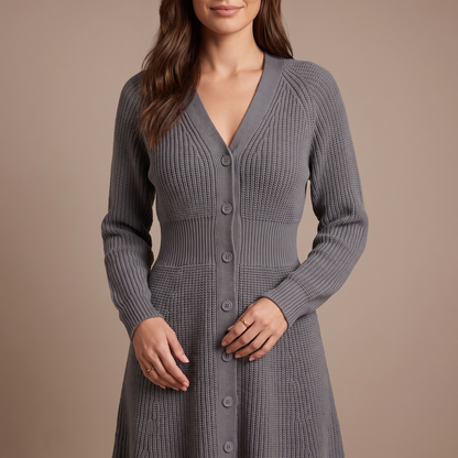 Button-Down Knitted Sweater Dress