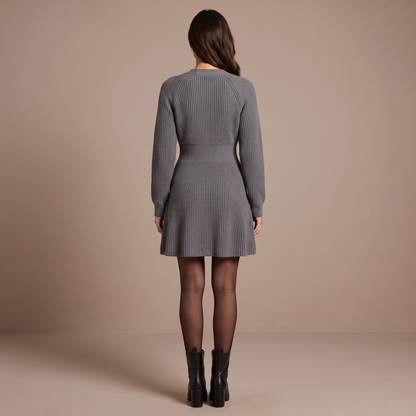 Button-Down Knitted Sweater Dress