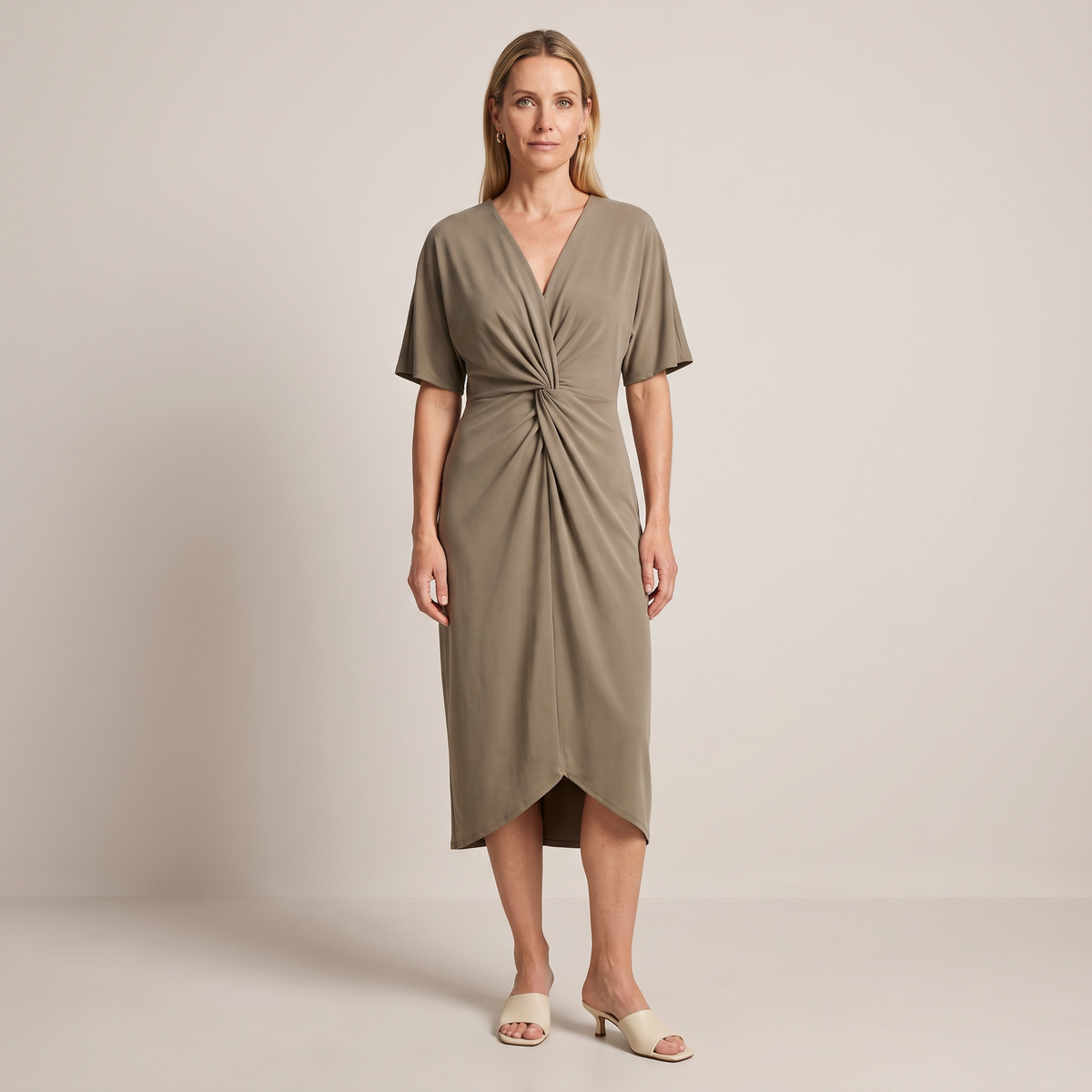 Twist Front Midi Dress
