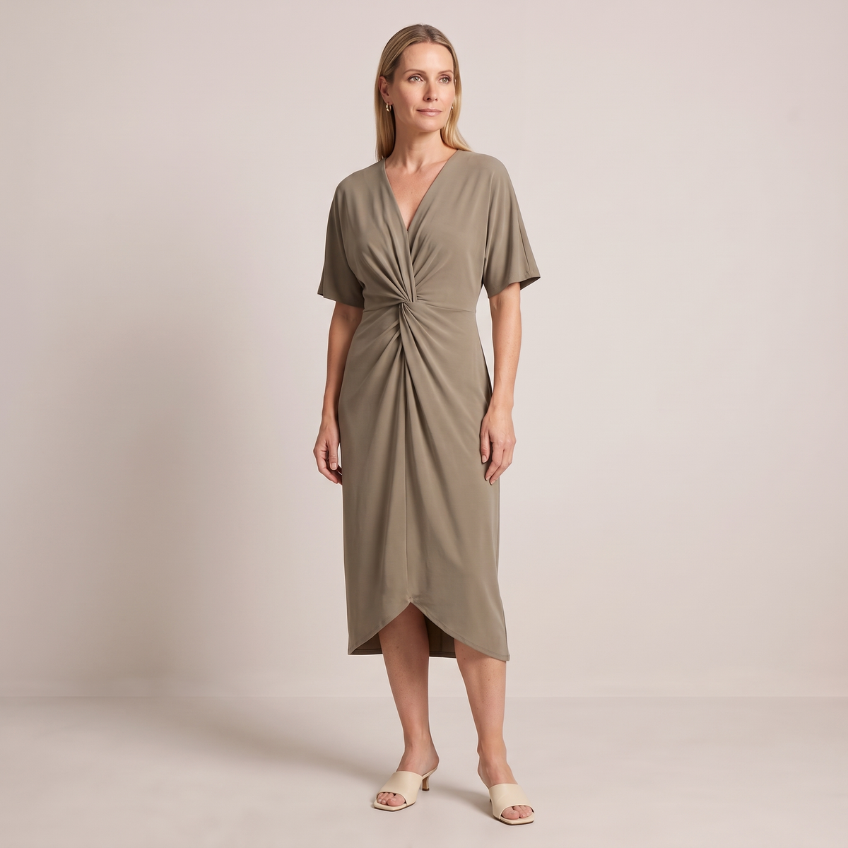 Twist Front Midi Dress