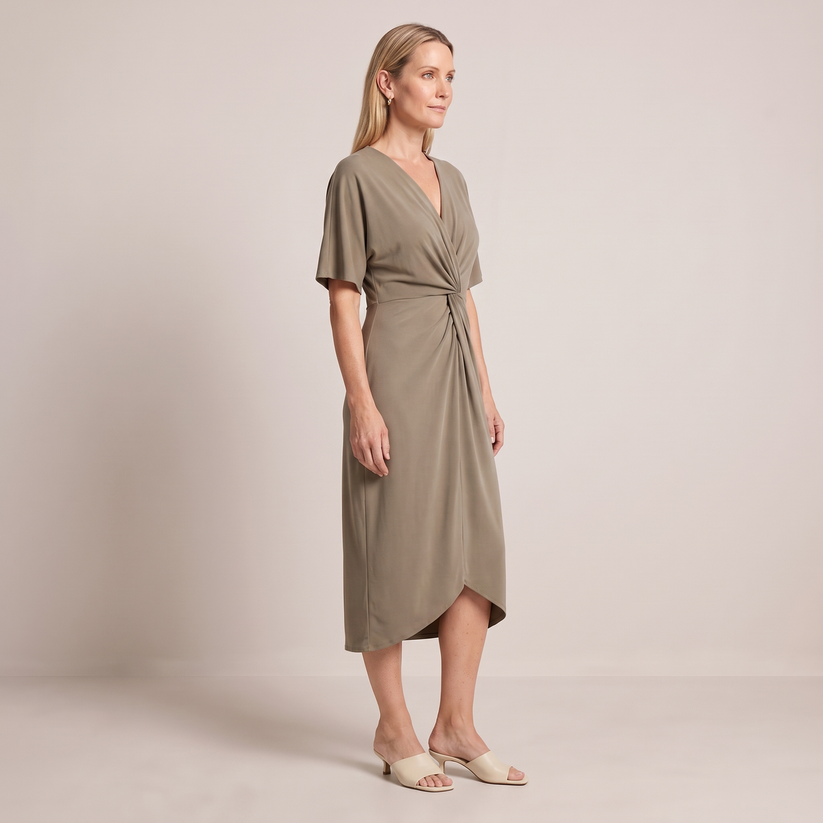 Twist Front Midi Dress