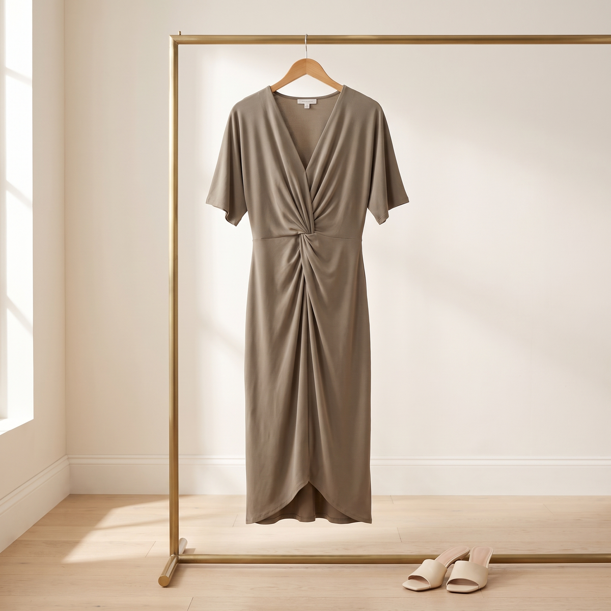 Twist Front Midi Dress