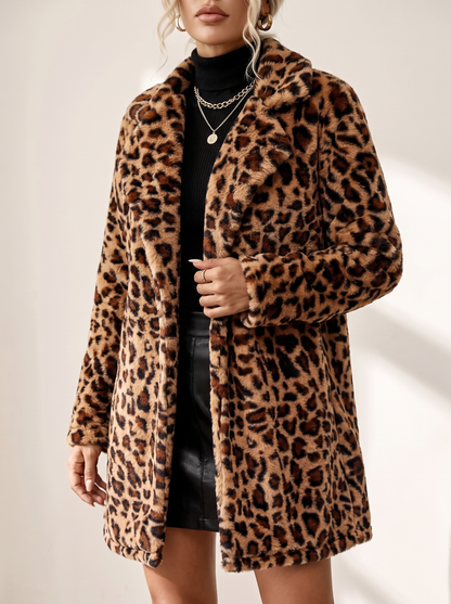 Leopard Print Faux Fur Coat