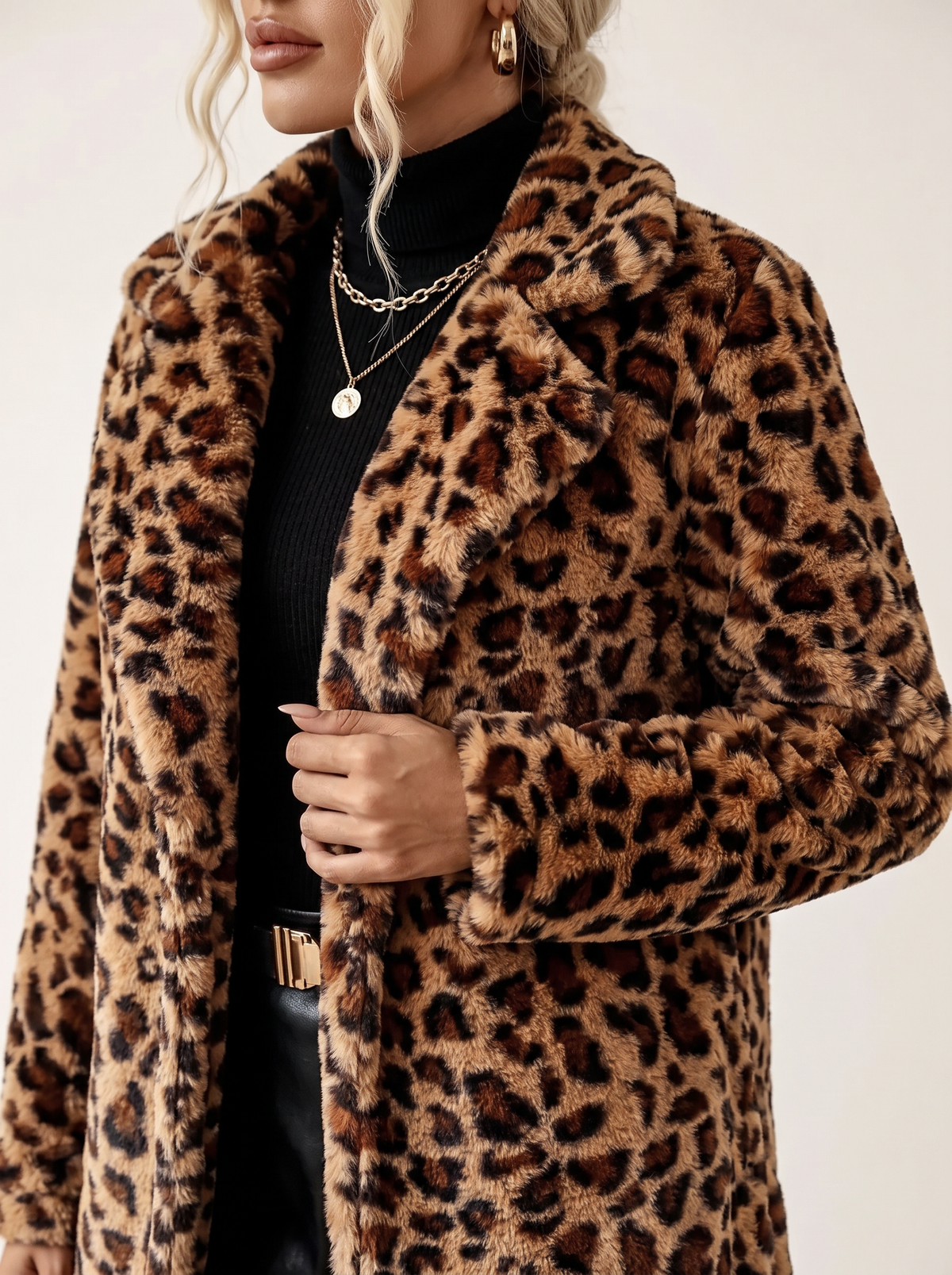 Leopard Print Faux Fur Coat