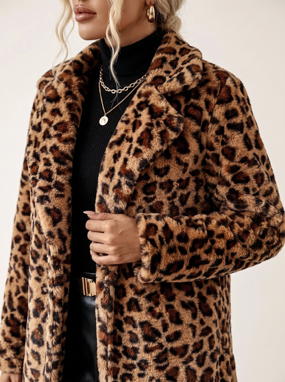 Leopard Print Faux Fur Coat