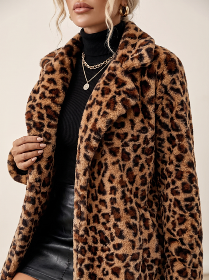 Leopard Print Faux Fur Coat