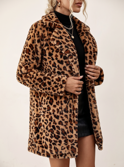 Leopard Print Faux Fur Coat