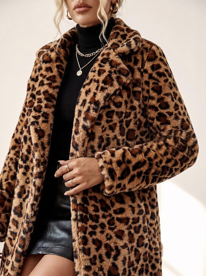 Leopard Print Faux Fur Coat