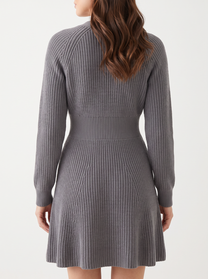 Button-Down Knitted Sweater Dress