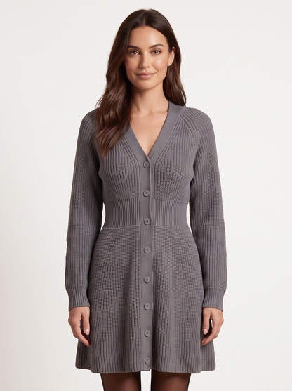 Button-Down Knitted Sweater Dress