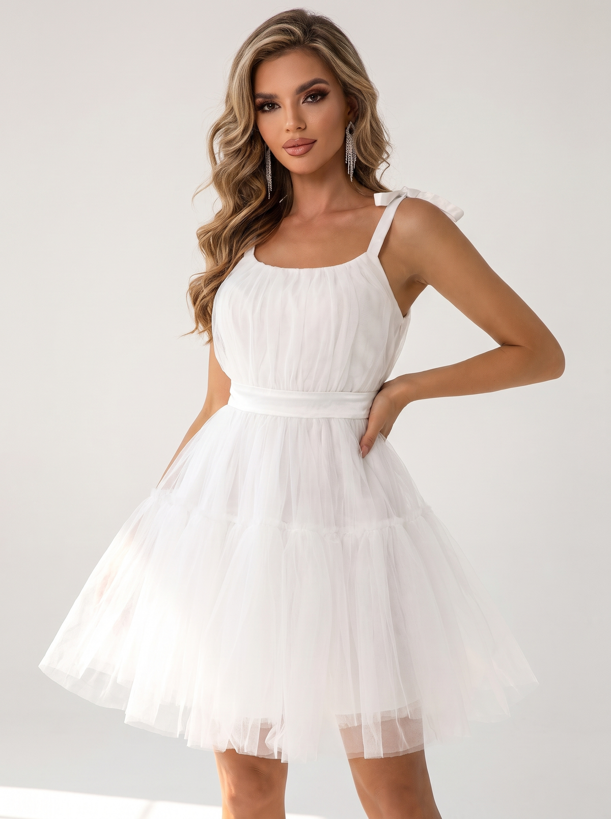 White Tulle Mini Dress