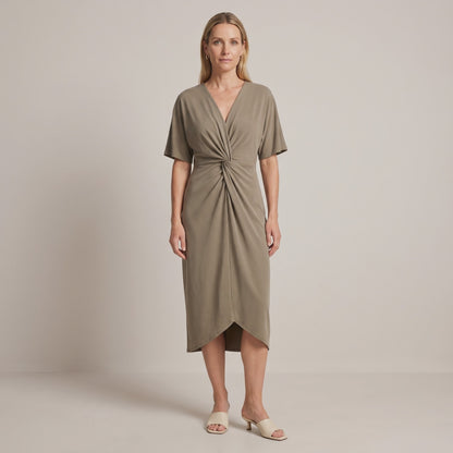 Twist Front Midi Dress